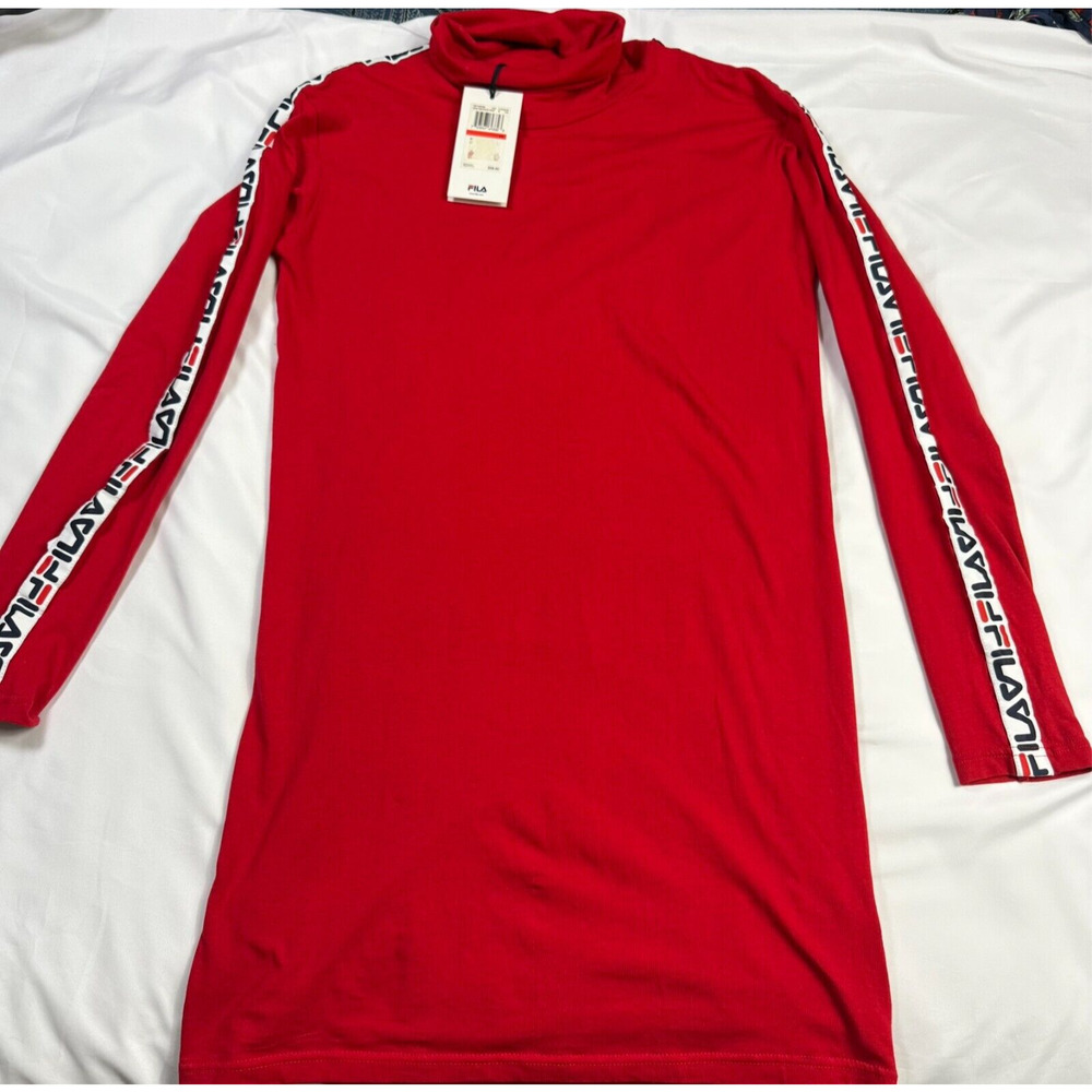 FILA Sara Turtleneck Logo Red XS Longsleeve Dress LW165UQ4 622